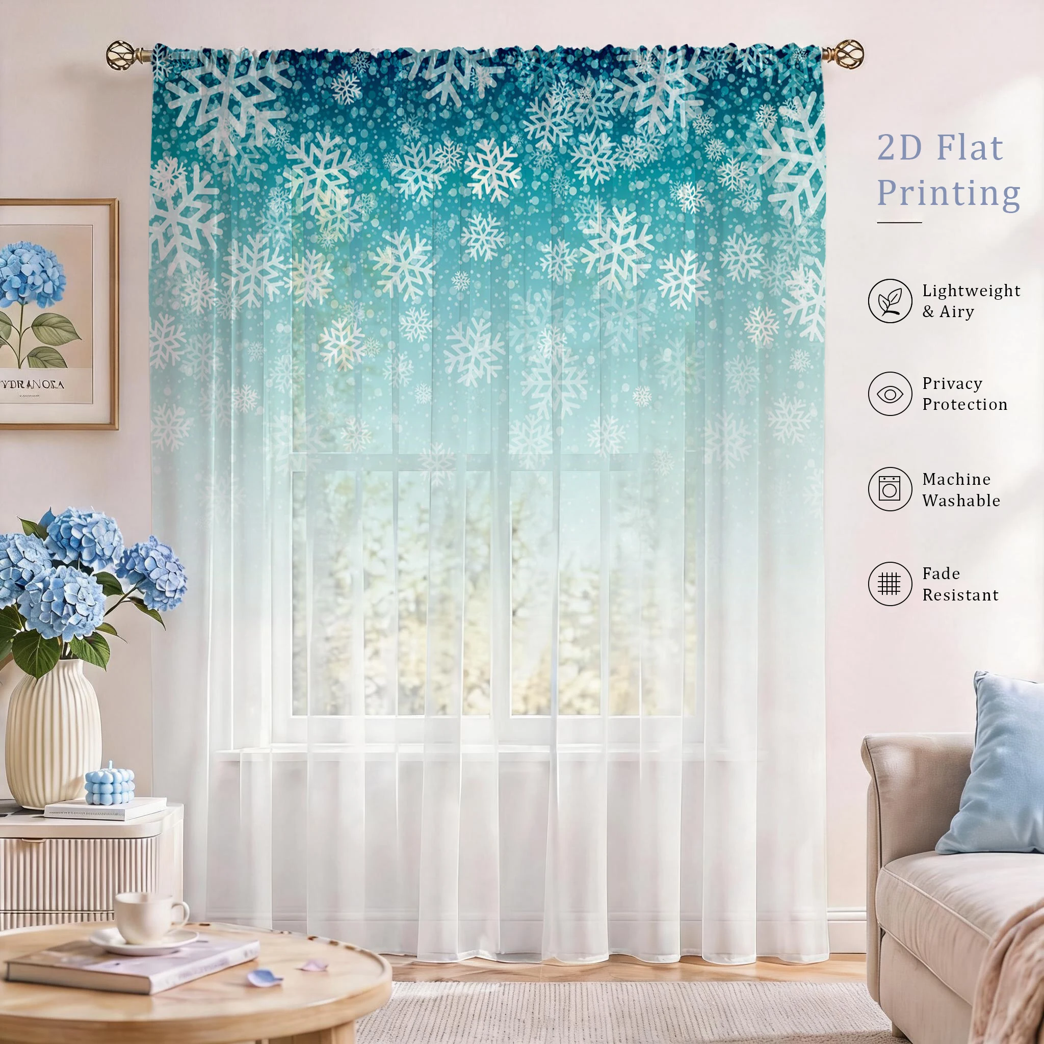 Good Floral & Wedding Decor Supply Photos - 花柄グラデーションシアーカーテン、高品質遮光プライバシーボイル、リビング/寝室/子供部屋用、母の日ギフト