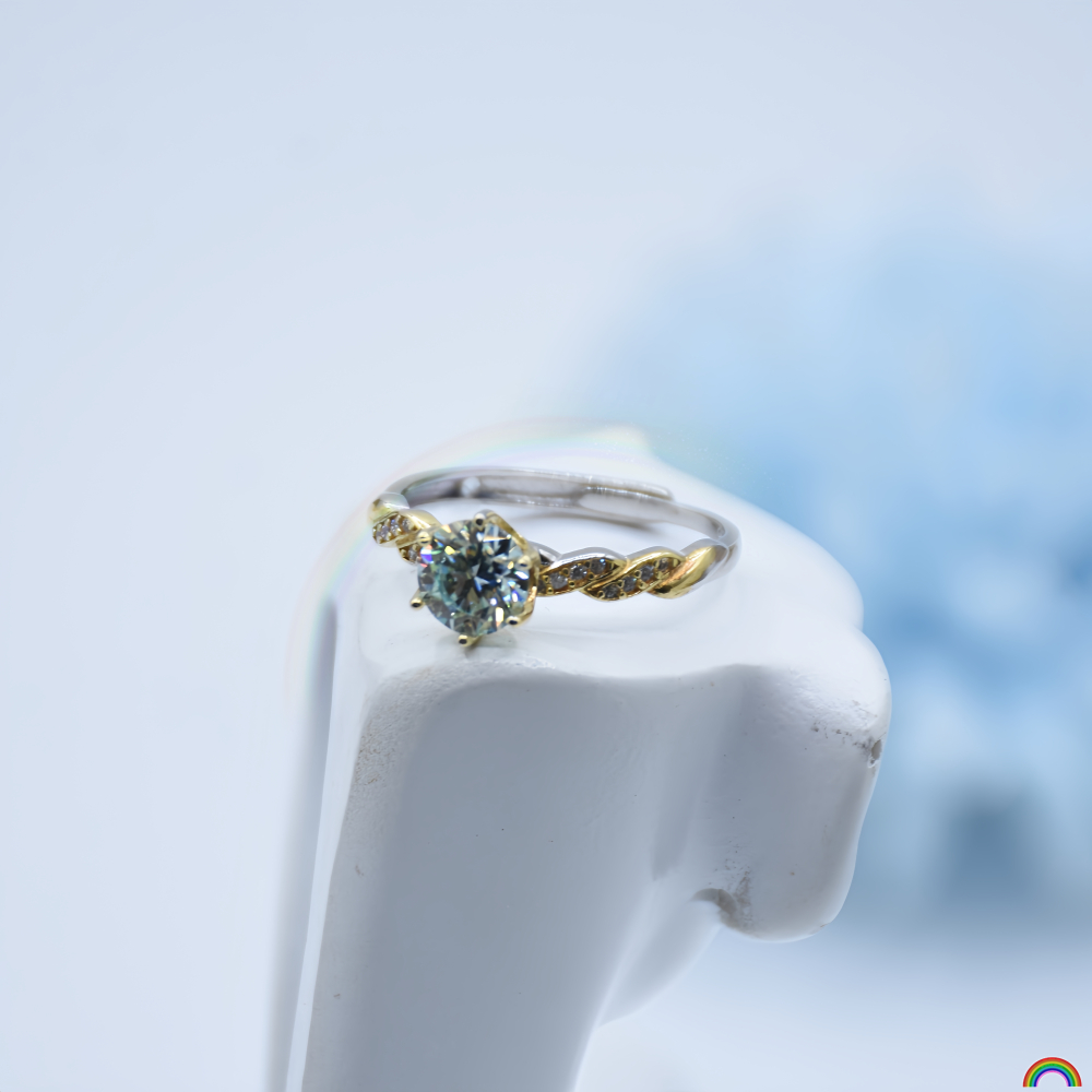 Wedding Superstar - S925 シルバー象嵌モアッサナイト ダイヤモンド リング、超輝くスターリバー シルバー リビング