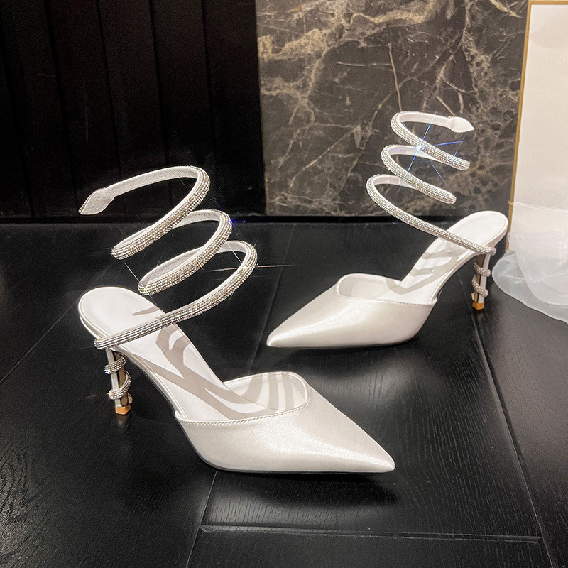 女性用スネークコイルサテンハイヒール、グラディエーターサンダ - Wedding Superstar のレビューと価格