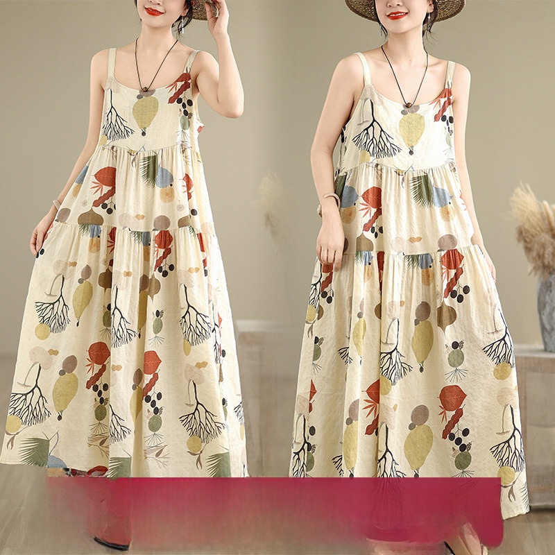 花柄コットンリネンマキシワンピース Aラインスカート ハイウ - Good Floral & Wedding Decor Supply Photos のレビューと価格
