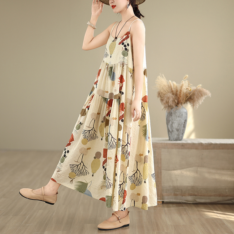 花柄コットンリネンマキシワンピース Aラインスカート ハイウ - Good Floral & Wedding Decor Supply Photos のレビューと価格