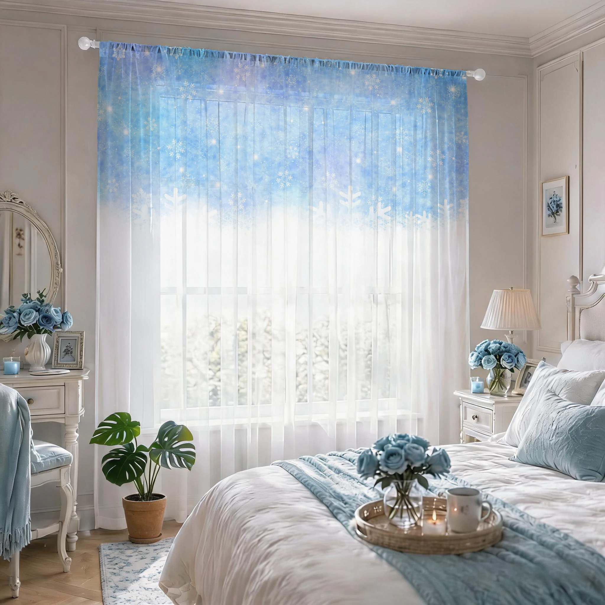 花柄グラデーションシアーカーテン、高品質遮光プライバシーボイ - Good Floral & Wedding Decor Supply Photos のレビューと価格